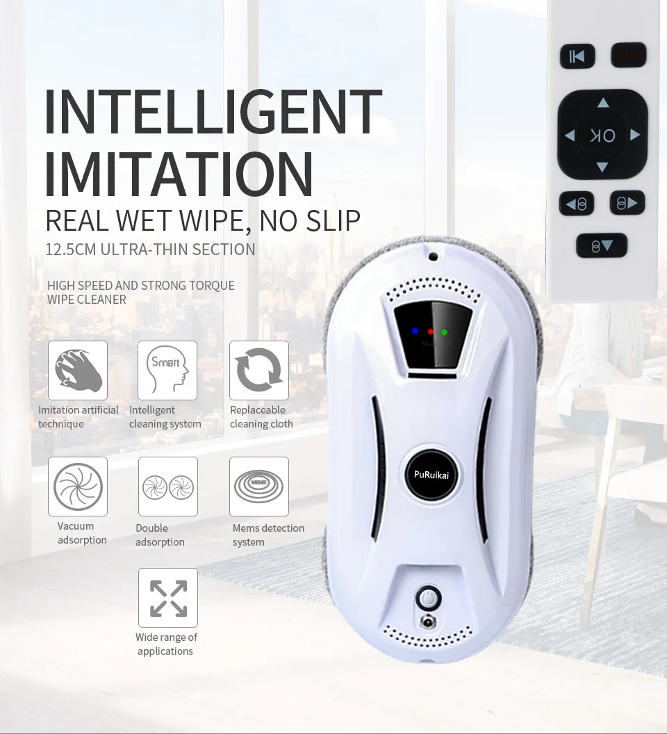 Ultra Thin Robot Vacuum Cleaner Window Cleaning Robot Window Cleaner Electric Glass Limpiacristales Remote Control for Home