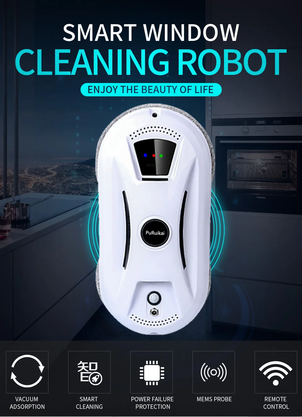 Ultra Thin Robot Vacuum Cleaner Window Cleaning Robot Window Cleaner Electric Glass Limpiacristales Remote Control for Home