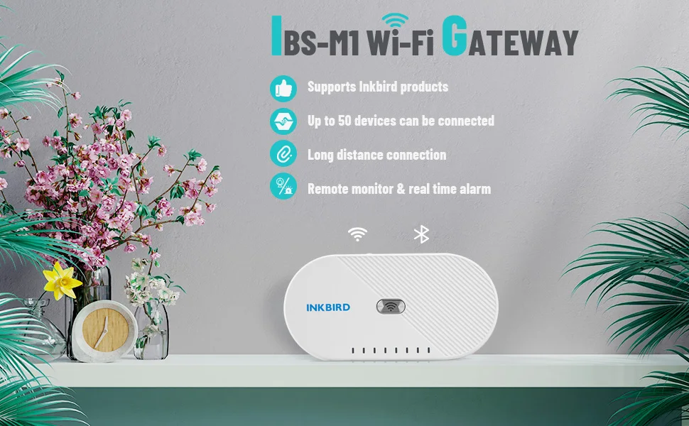 INKBIRD Wi-Fi Gateway IBS-M1 Wi-Fi Bridge Gateway Smart Hub Long-Distance Control Devices With INKBIRD PRO App Only 2.4GHz