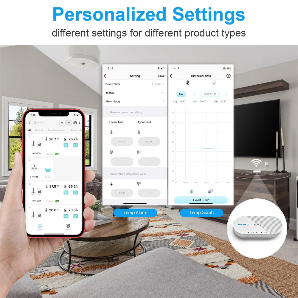 INKBIRD Wi-Fi Gateway IBS-M1 Wi-Fi Bridge Gateway Smart Hub Long-Distance Control Devices With INKBIRD PRO App Only 2.4GHz