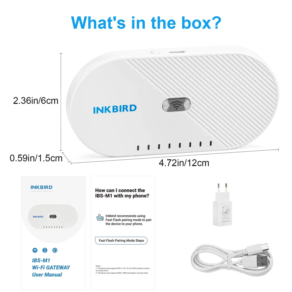 INKBIRD Wi-Fi Gateway IBS-M1 Wi-Fi Bridge Gateway Smart Hub Long-Distance Control Devices With INKBIRD PRO App Only 2.4GHz