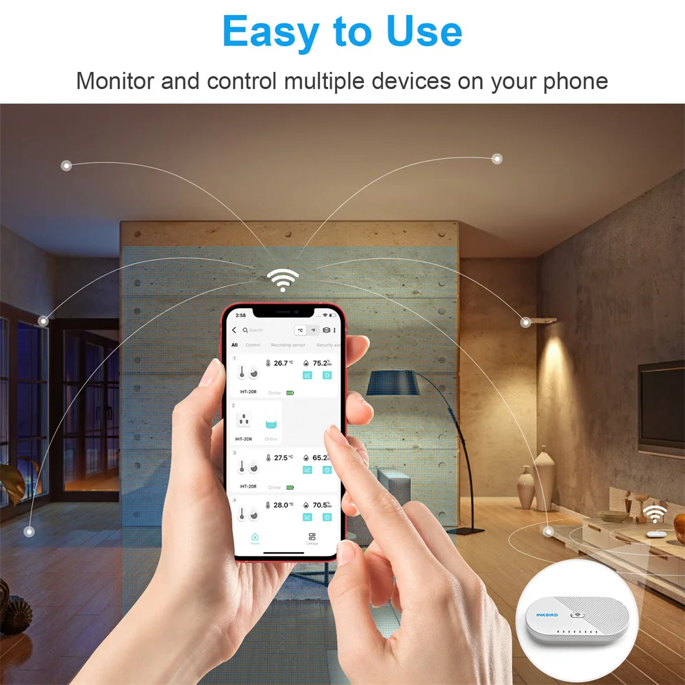 INKBIRD Wi-Fi Gateway IBS-M1 Wi-Fi Bridge Gateway Smart Hub Long-Distance Control Devices With INKBIRD PRO App Only 2.4GHz
