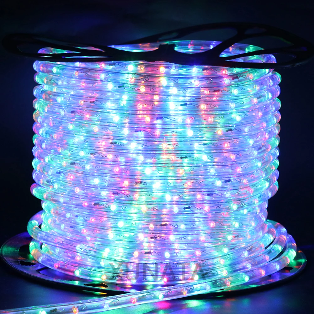 EU 220V Neon Strip Waterproof Outdoor Garden 360 Degree Ligthing LED Rope Tube Lamp Multi Rainbow Fairy Lights