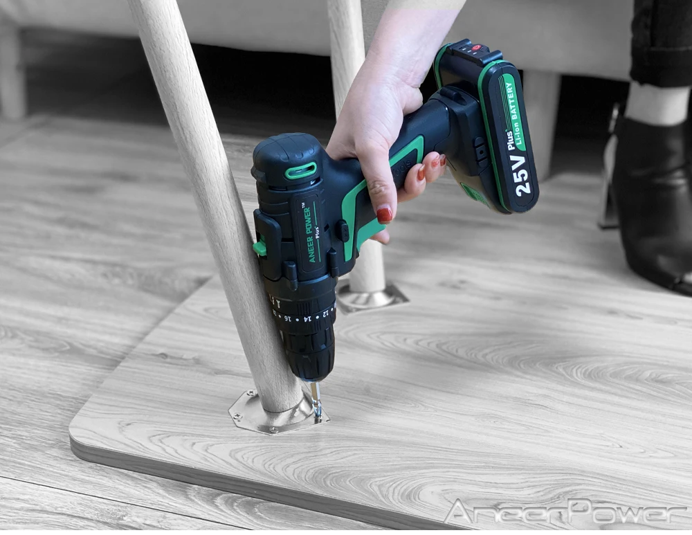 25V 21V Wireless Hand Electric Drill Impact Cordless Lithium Battery Screwdriver For Decorating House Drilling Screws Power Tool