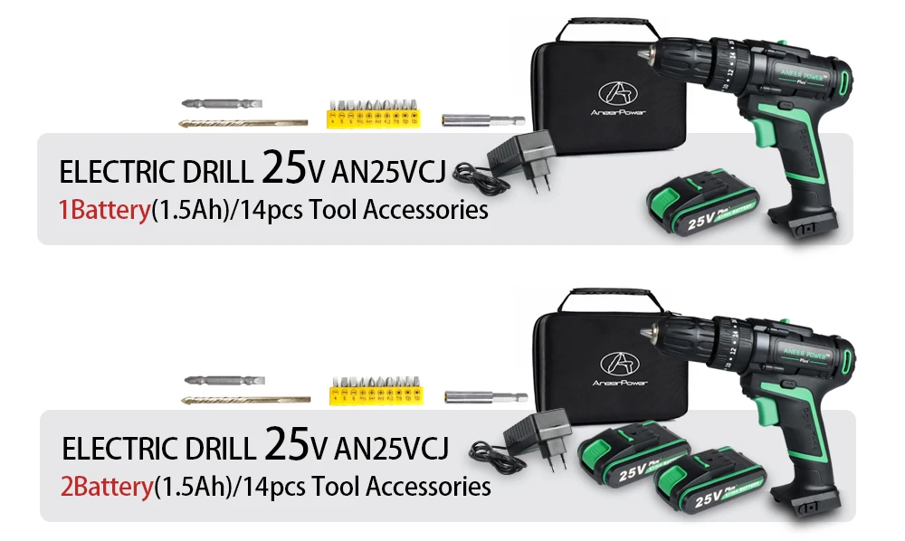25V 21V Wireless Hand Electric Drill Impact Cordless Lithium Battery Screwdriver For Decorating House Drilling Screws Power Tool