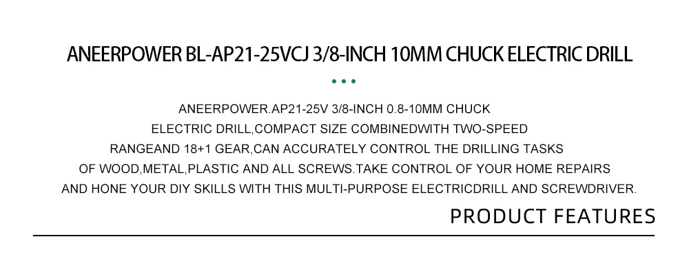 25V 21V Wireless Hand Electric Drill Impact Cordless Lithium Battery Screwdriver For Decorating House Drilling Screws Power Tool