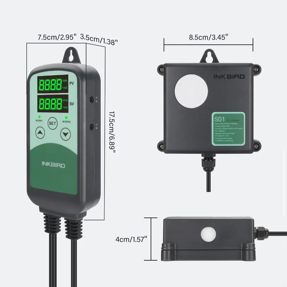 INKBIRD ICC-500T Digital CO2 Controller Programmable CO2 Controller&Monitor for Agricultural Livestock Industries Ventilation