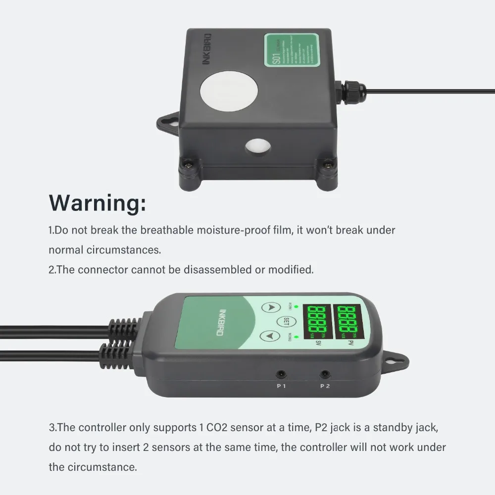 INKBIRD ICC-500T Digital CO2 Controller Programmable CO2 Controller&Monitor for Agricultural Livestock Industries Ventilation