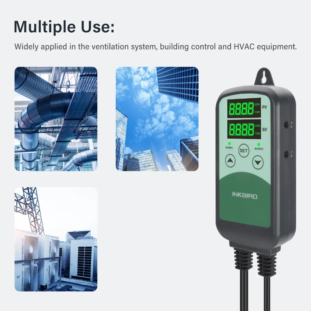INKBIRD ICC-500T Digital CO2 Controller Programmable CO2 Controller&Monitor for Agricultural Livestock Industries Ventilation
