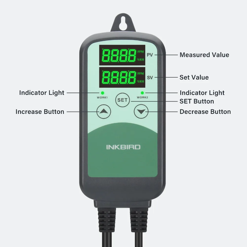 INKBIRD ICC-500T Digital CO2 Controller Programmable CO2 Controller&Monitor for Agricultural Livestock Industries Ventilation