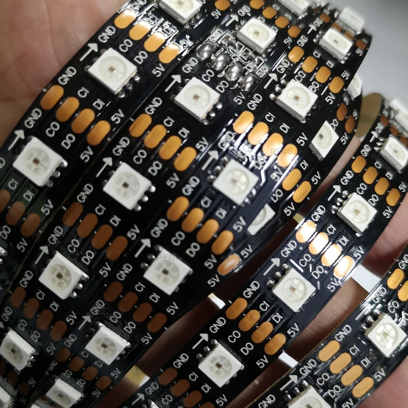 SK9822 DC5V APA102 DATA and CLOCK seperately Smart led pixel strip;5m;30/60/144 leds/pixels/m;IP30/IP65/IP67