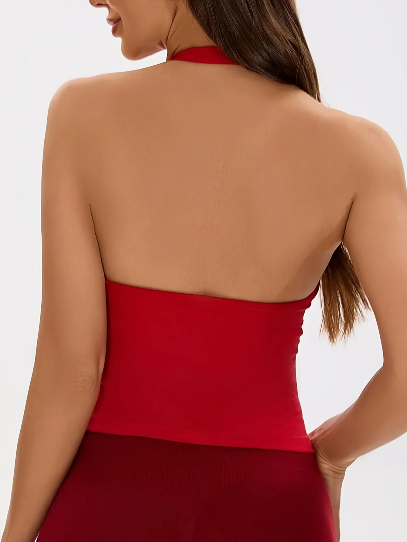 Women's Halter Neck Backless Camisole Sports Set with Padded, Shockproof Yoga Tank Top for Gym Fitness Workout & Daily Outdoor W