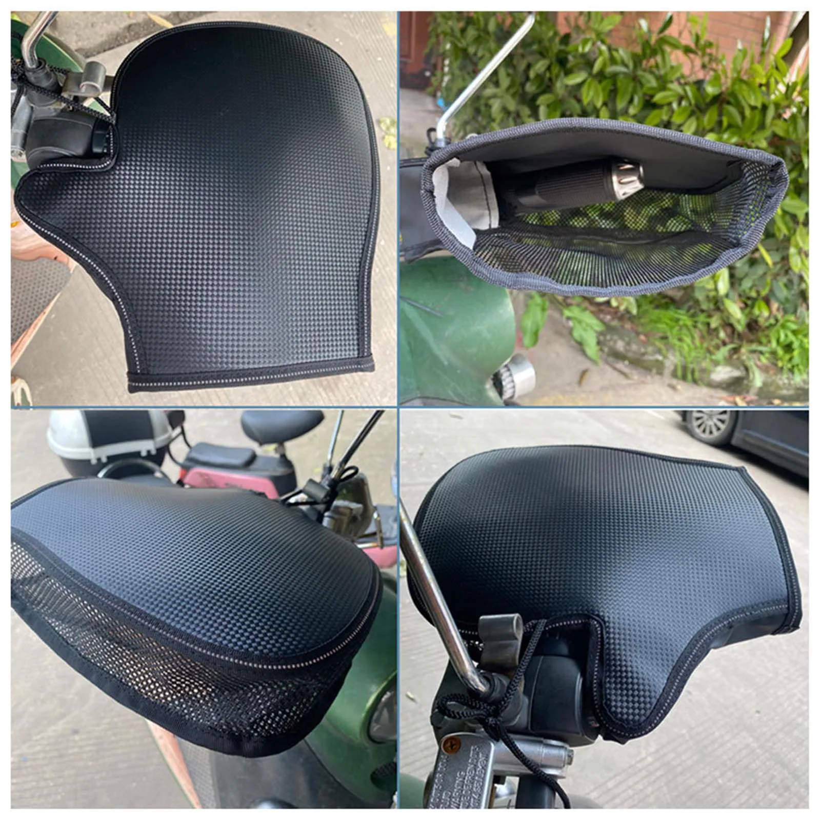 Summer Motorcycle Handlebar Muffs Waterproof PVC Leather Handlebar Muffs PVC Leather Waterproof Sun Protection Gloves With