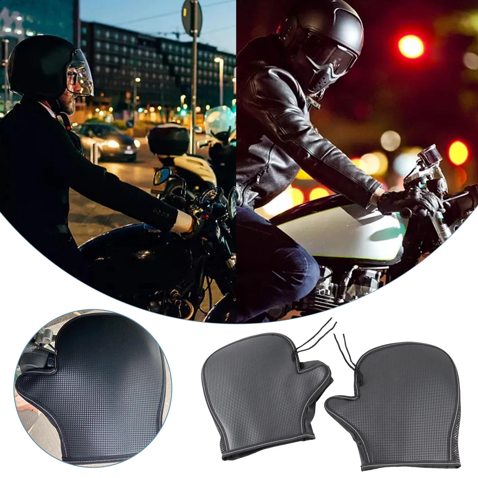 Summer Motorcycle Handlebar Muffs Waterproof PVC Leather Handlebar Muffs PVC Leather Waterproof Sun Protection Gloves With