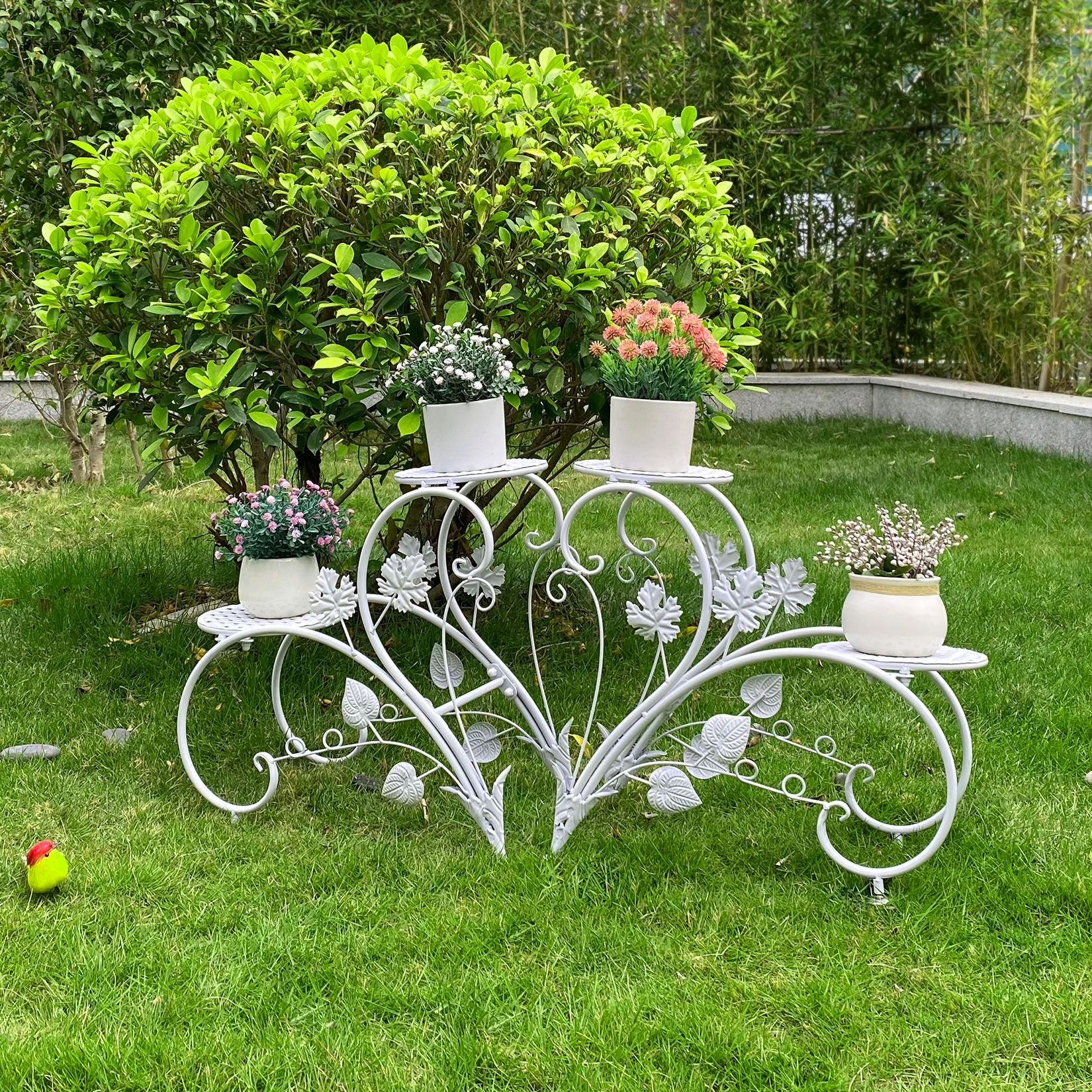 2PCS Classic Tall Plant Stand Art Flower Pot Holder Rack Planter Outdoor Indoor Patio
