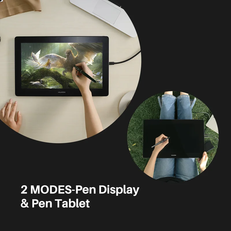 HUION Pen Display Monitor Kamvas Pro 16 4K UHD Screen AG Glass 120% sRGB Painting Graphic Pen Tablet for Drawing Android Support