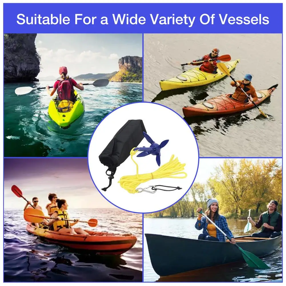 1Set Complete Kayaking/paddle Board Anchoring Kit Kayak Anchor Kayak Canoe Motorboat SUP Paddle Board Boat Anchor Dropshipping