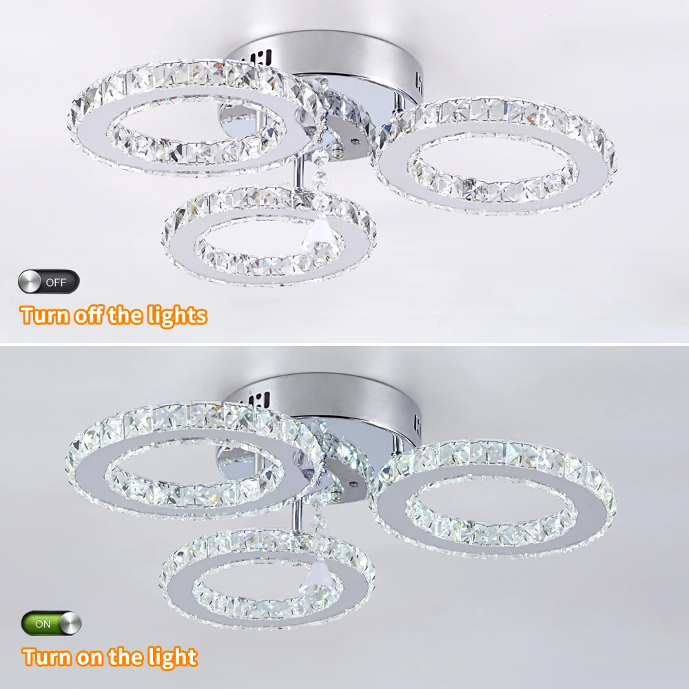 Modern Led Chandelier K9 Crystal Ceiling Lamp Fixture Bedroom Living Dining Room Pendant Light Lustres Home Decor Plafonnier Lum