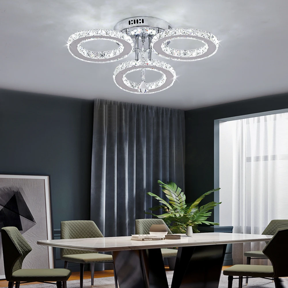 Modern Led Chandelier K9 Crystal Ceiling Lamp Fixture Bedroom Living Dining Room Pendant Light Lustres Home Decor Plafonnier Lum