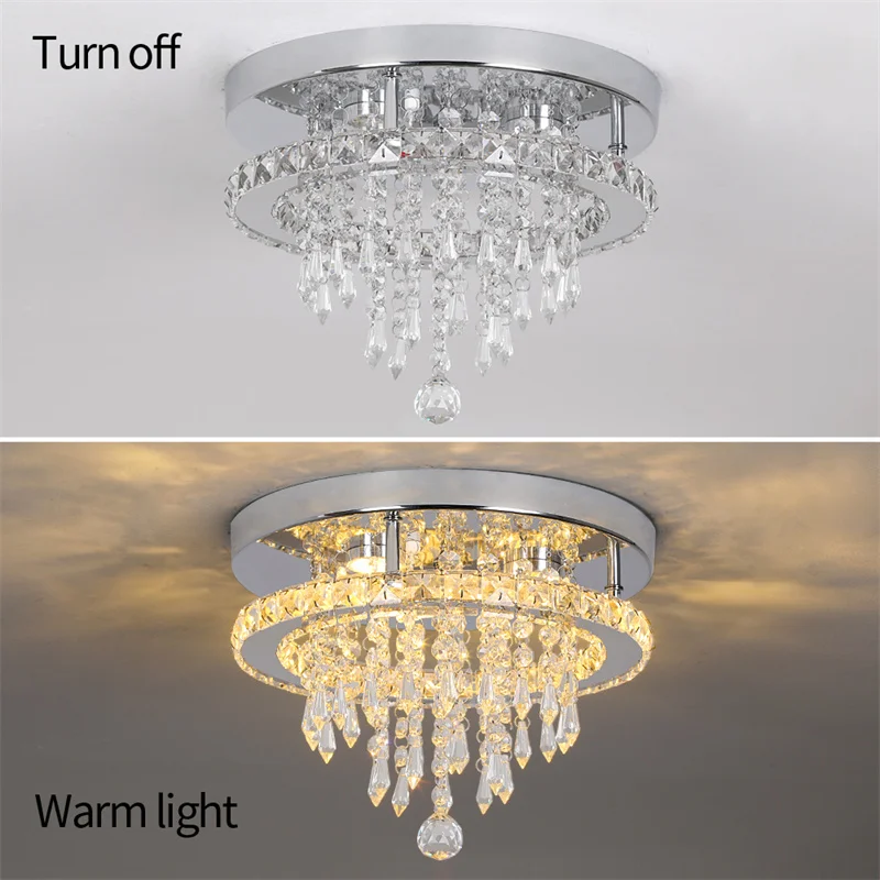 Modern Led Chandelier K9 Crystal Ceiling Lamp Fixture Bedroom Living Dining Room Pendant Light Lustres Home Decor Plafonnier Lum
