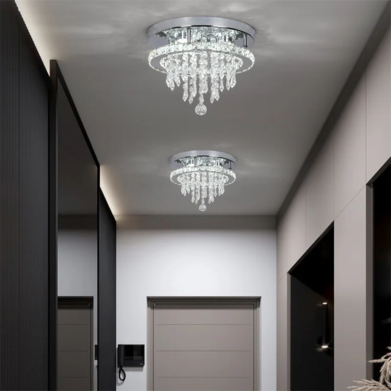 Modern Led Chandelier K9 Crystal Ceiling Lamp Fixture Bedroom Living Dining Room Pendant Light Lustres Home Decor Plafonnier Lum