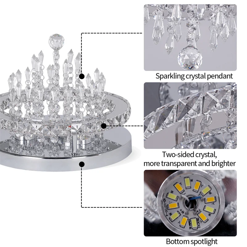 Modern Led Chandelier K9 Crystal Ceiling Lamp Fixture Bedroom Living Dining Room Pendant Light Lustres Home Decor Plafonnier Lum