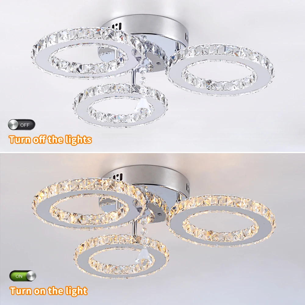 Modern Led Chandelier K9 Crystal Ceiling Lamp Fixture Bedroom Living Dining Room Pendant Light Lustres Home Decor Plafonnier Lum