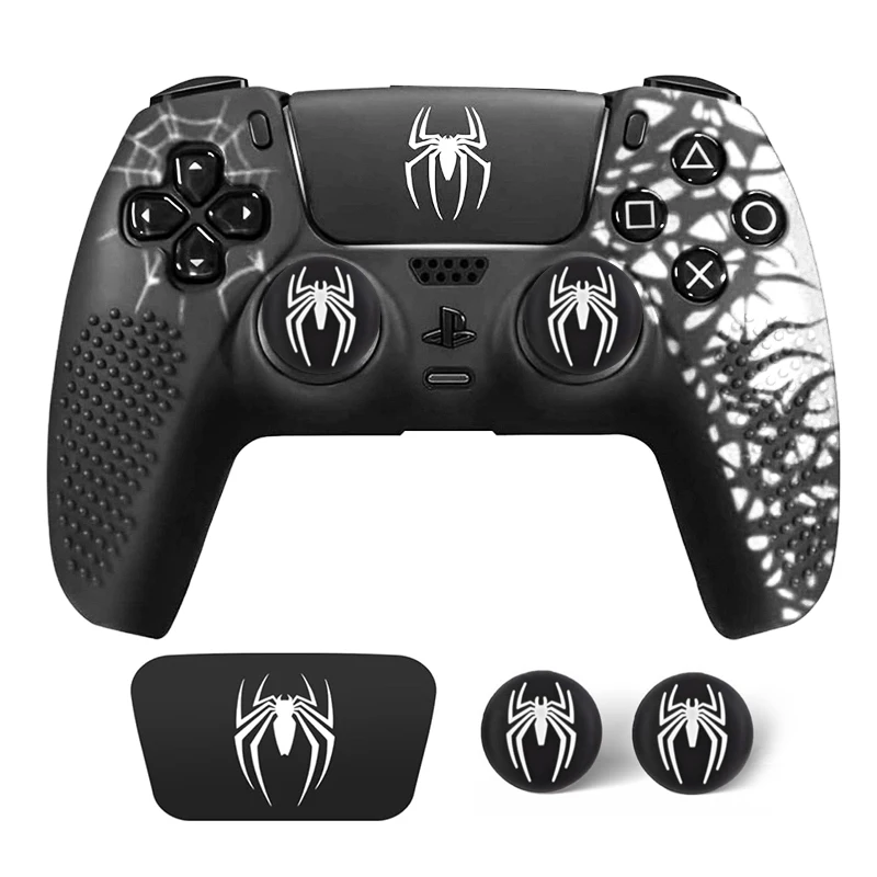 Controller Skin Shell for PS5 Controller Silicone Cover Case with Rubber Thumb Grip Gaps Touch Pad Sticker For PS5 Fit In Dock