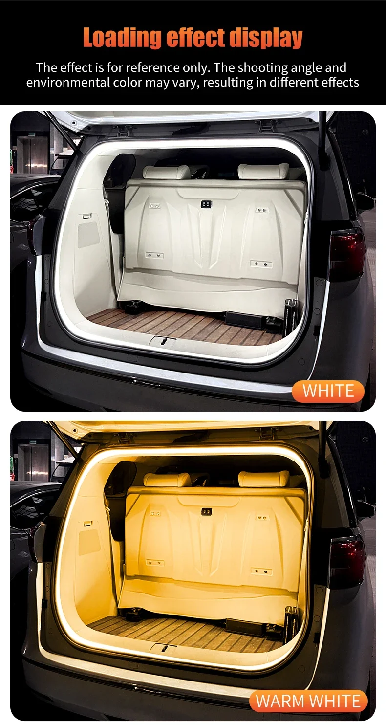 400cm Car Trunk Dynamic Flowing Light Strip Automatic On/Off Scanning Lamp Flexible Waterproof Light Strip Hidden Installation