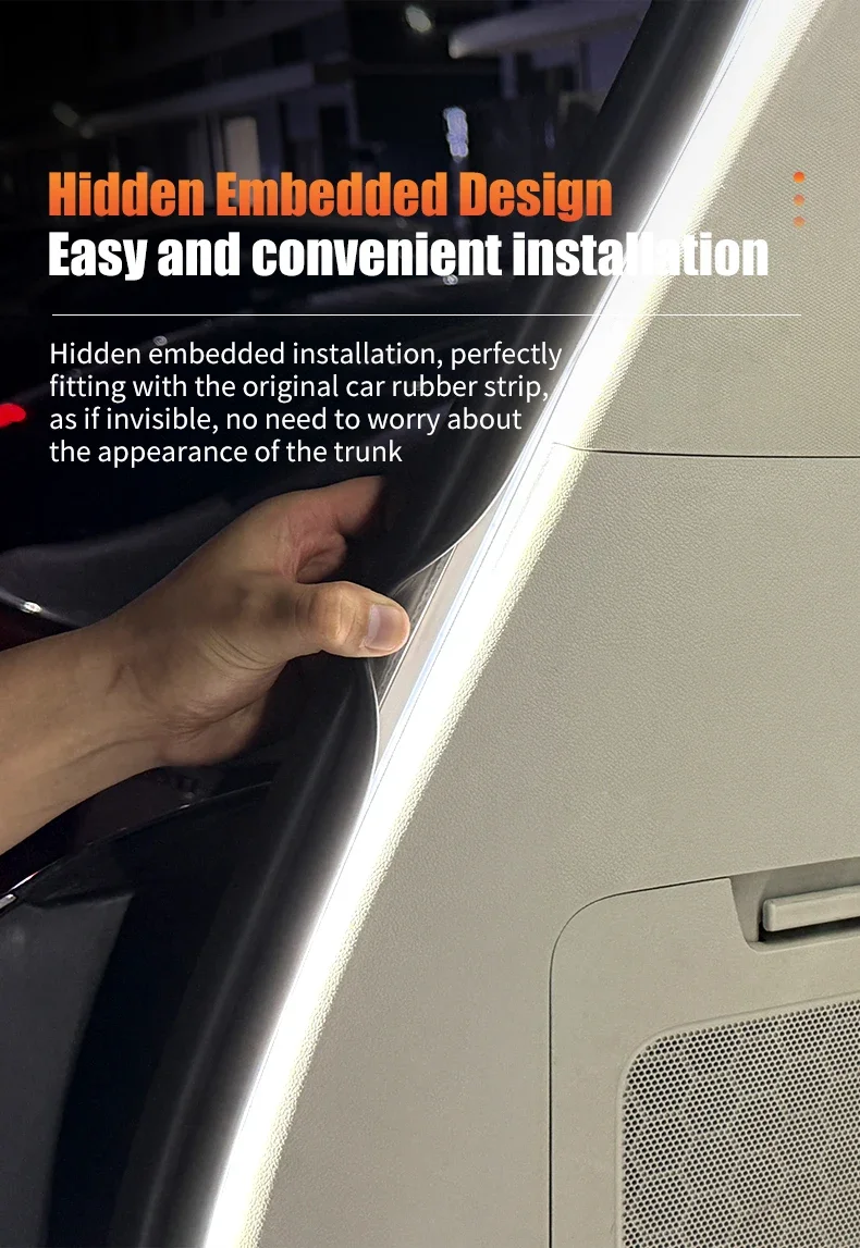 400cm Car Trunk Dynamic Flowing Light Strip Automatic On/Off Scanning Lamp Flexible Waterproof Light Strip Hidden Installation