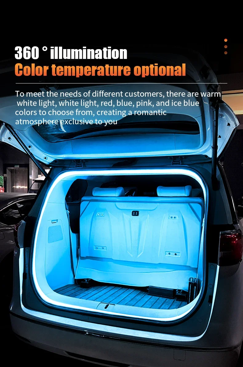 400cm Car Trunk Dynamic Flowing Light Strip Automatic On/Off Scanning Lamp Flexible Waterproof Light Strip Hidden Installation