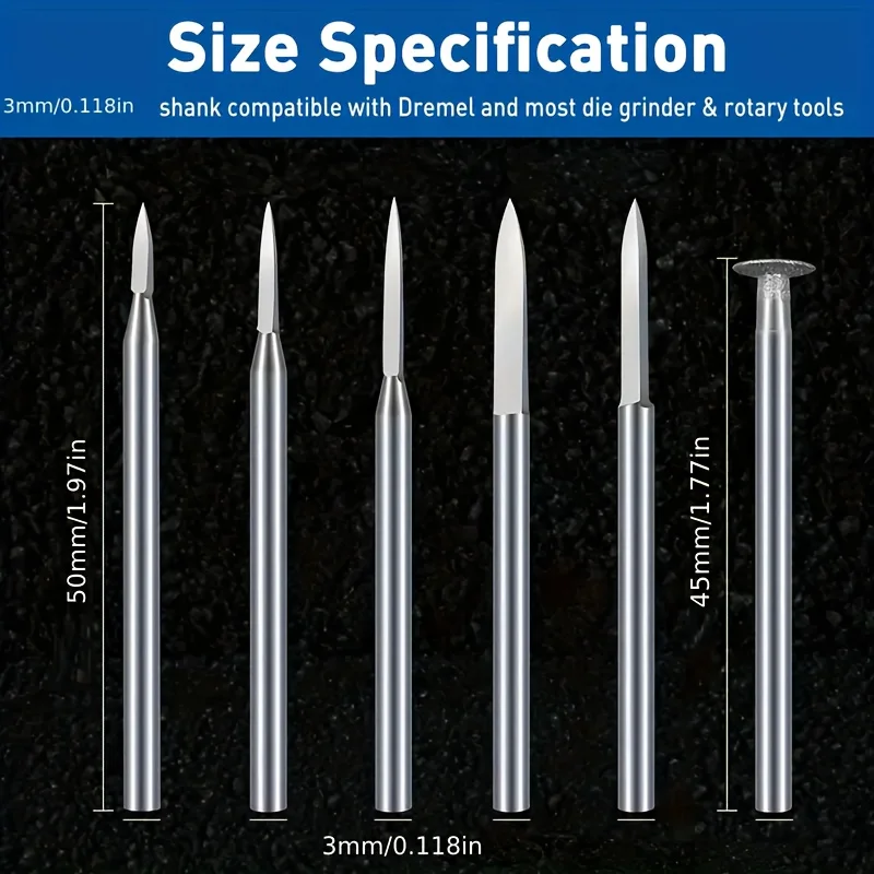 11PCS 3mm Shank Engraving Drill Bits Set for Wood Carving & DIY Projects – Tools for Intricate Woodworking Designs