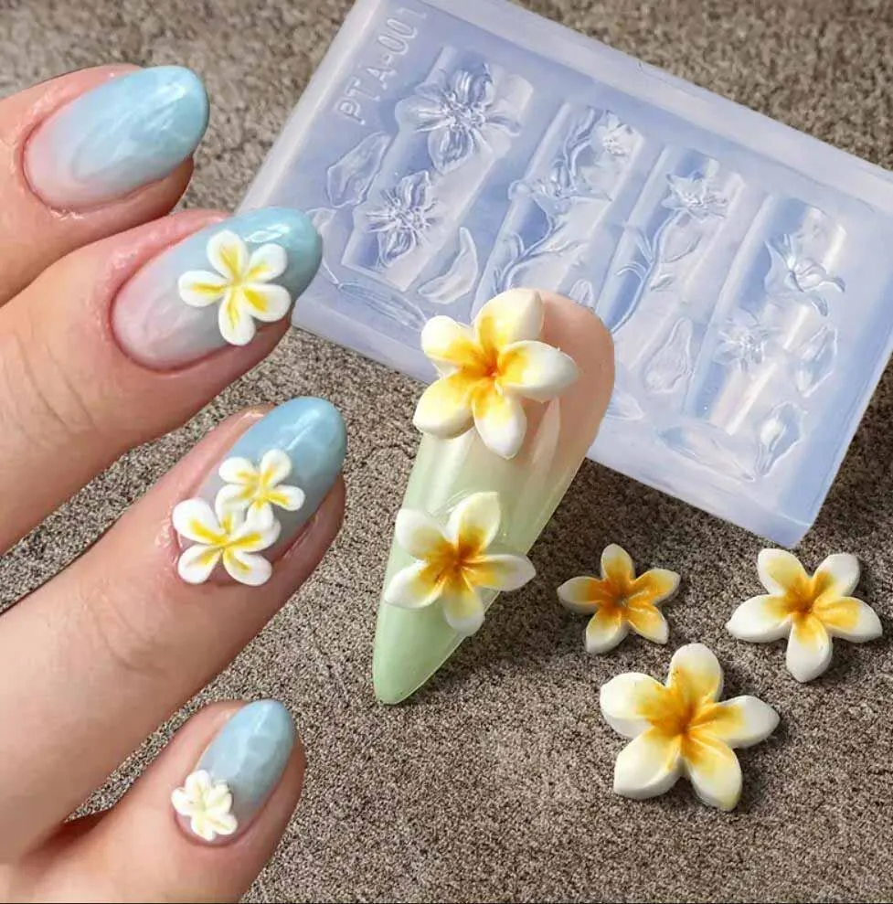 2/3Pcs Blooming Camellia/Orchid/Lily Flower Nail Carving Mold Clear Silicone 5-Petal Flower Nail Gel Printing Mold Nail Tools 8!