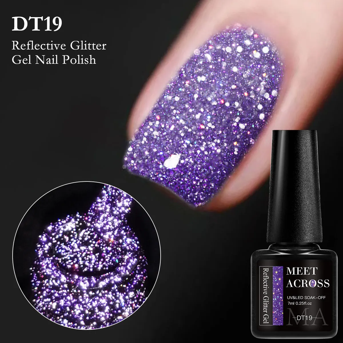 7ml Reflective Glitter Gel Nail Polish Semi Permanent Soaking Nail Art Varnish Alcohol-Free Salon Quality Manicure DIY Design