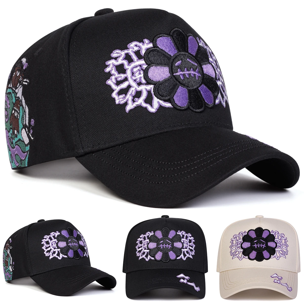 Unisex Sunflower Embroidery Baseball Caps Spring Autumn Outdoor Adjustable Casual Hats Sunscreen Hat Sports Cap