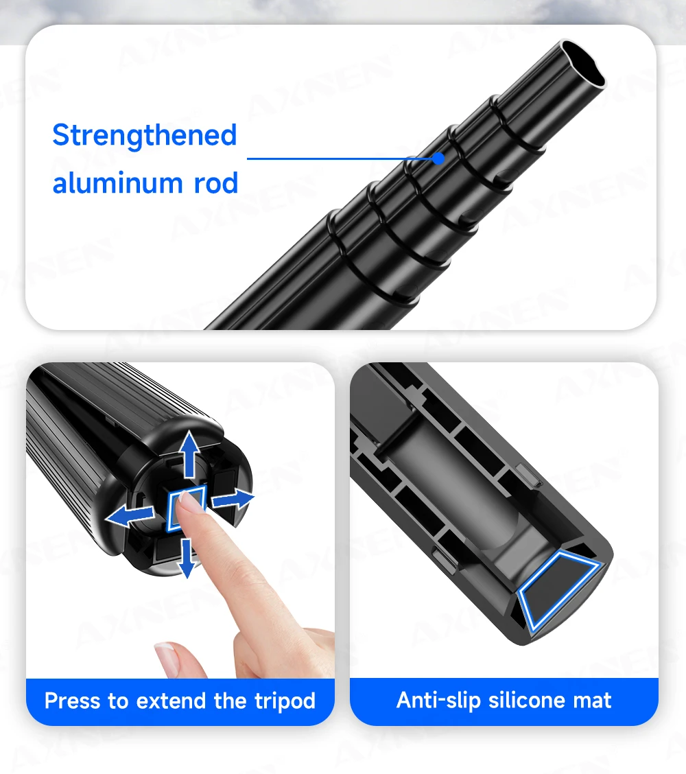 Magnetic Mini Selfie Stick Tripod for Cellphone with Extension Rod Wireless Remote, Fill Light Option, for Smartphone Vlog Shoot