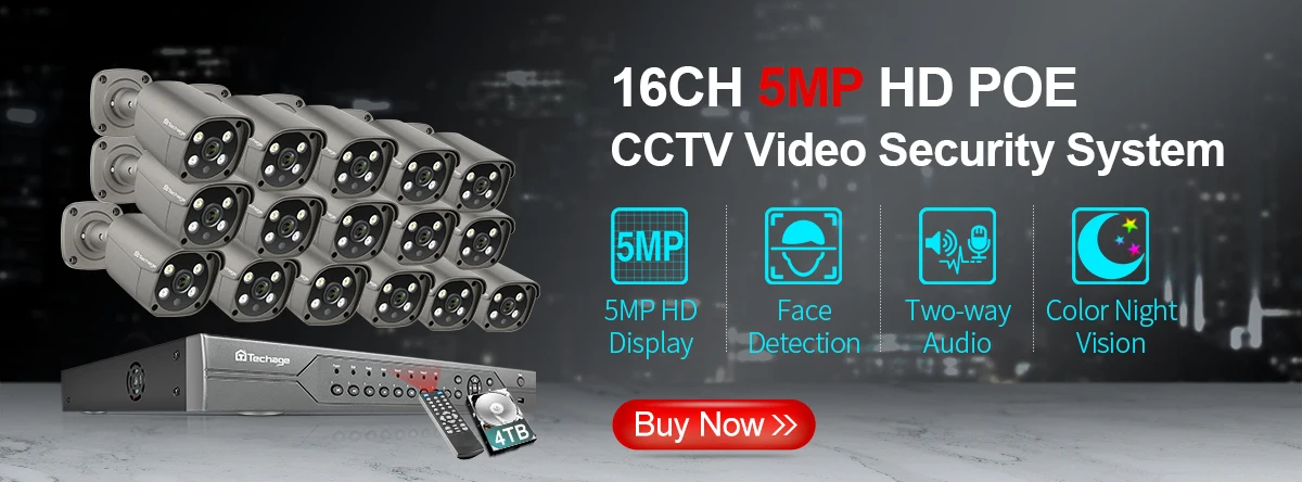 Techage H.265 Ultra HD 4K 8MP 36CH IP NVR Smart AI Support Face/Human/Motion Detection E-mail Alert Support Onvif Protocol P2P