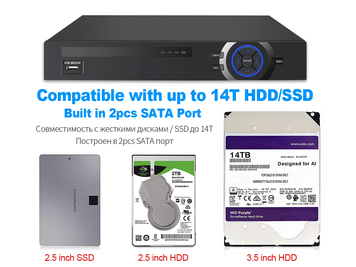 Techage H.265 Ultra HD 4K 8MP 36CH IP NVR Smart AI Support Face/Human/Motion Detection E-mail Alert Support Onvif Protocol P2P
