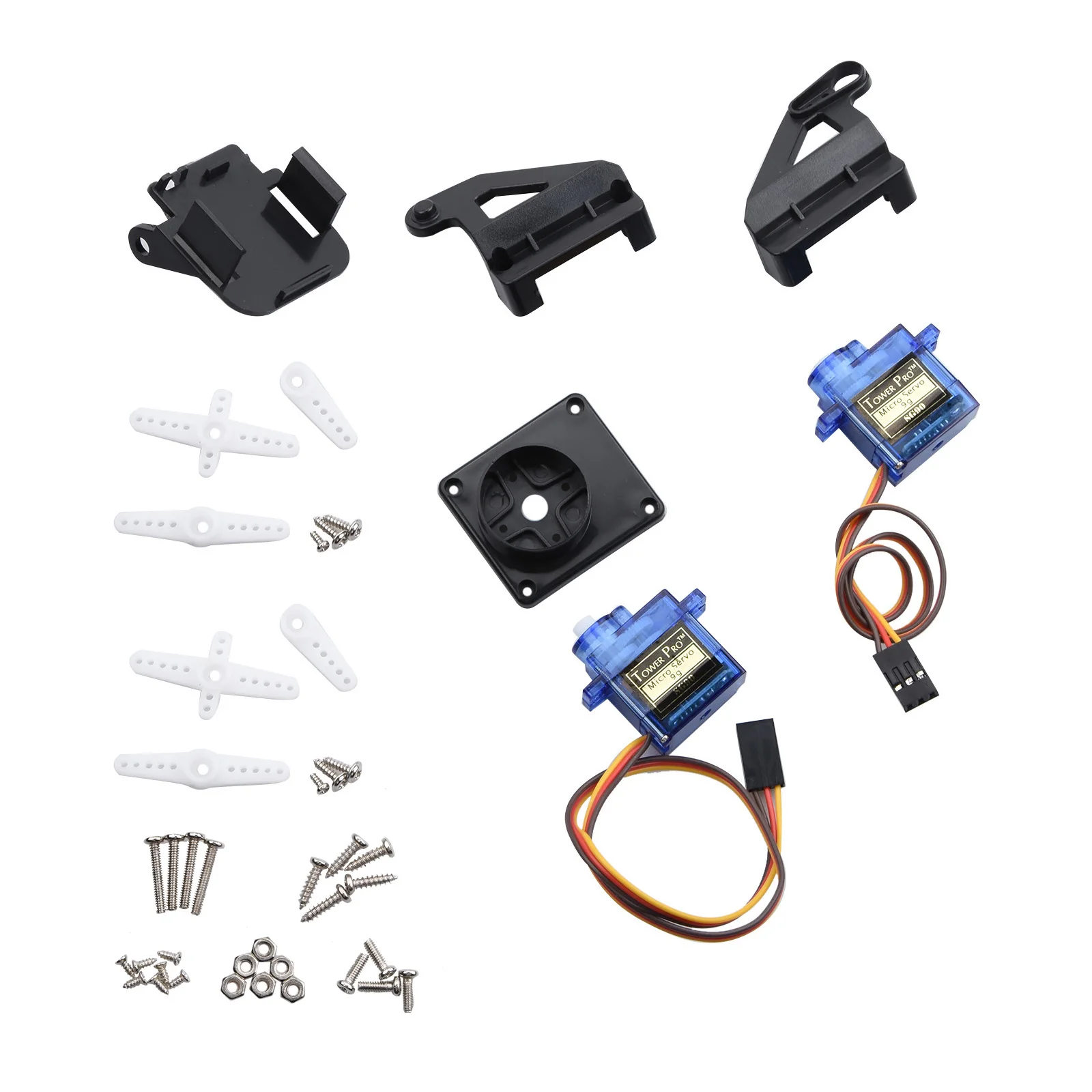 2 Axis Servo Gimbal Bracket FPV PTZ Pan/Tilt Camera Platform Anti-Vibration Camera Mount Sets for Aircraft Robot Cars 9g Servo