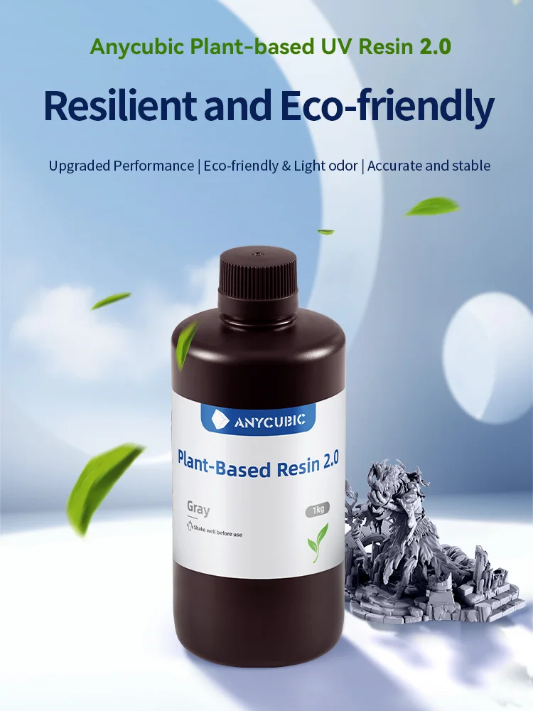 ANYCUBIC Plant-based ECO UV Resin 2kg/4kg For LCD 3D Printer 3D Printing Material, Ultralow Odor Without Nasty