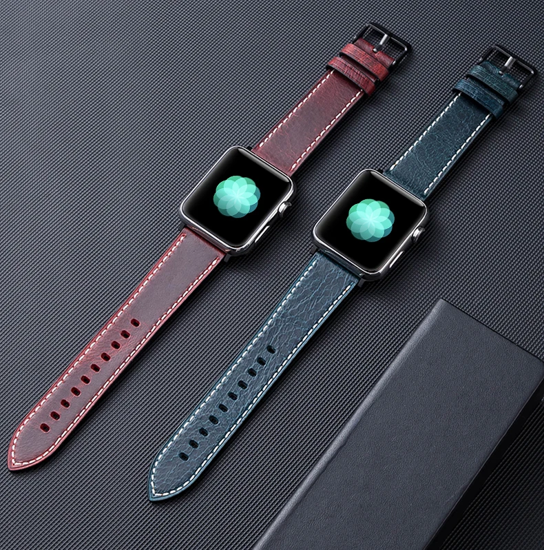Leather strap For Apple watch band 44mm 40mm iWatch band 38mm 42mm Genuine leather bracelet Apple watch 6 5 4 3 se 44 40 42 38mm