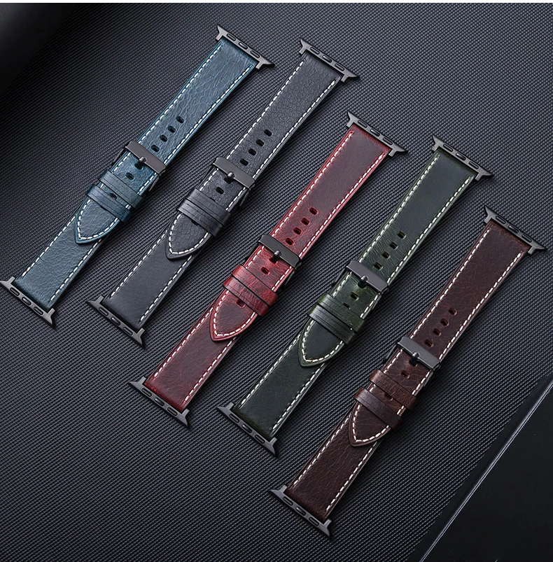 Leather strap For Apple watch band 44mm 40mm iWatch band 38mm 42mm Genuine leather bracelet Apple watch 6 5 4 3 se 44 40 42 38mm