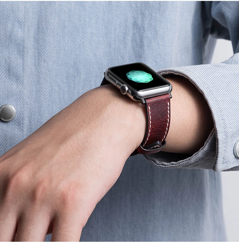 Leather strap For Apple watch band 44mm 40mm iWatch band 38mm 42mm Genuine leather bracelet Apple watch 6 5 4 3 se 44 40 42 38mm
