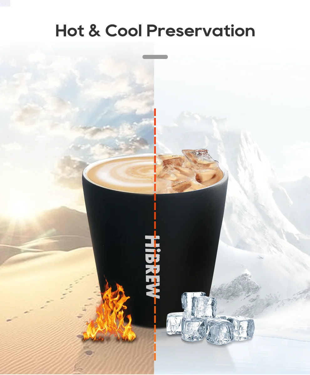 HiBREW Portable Hanging Ear Style Coffee Thermal mug Foldable filter Stainless steel double wall