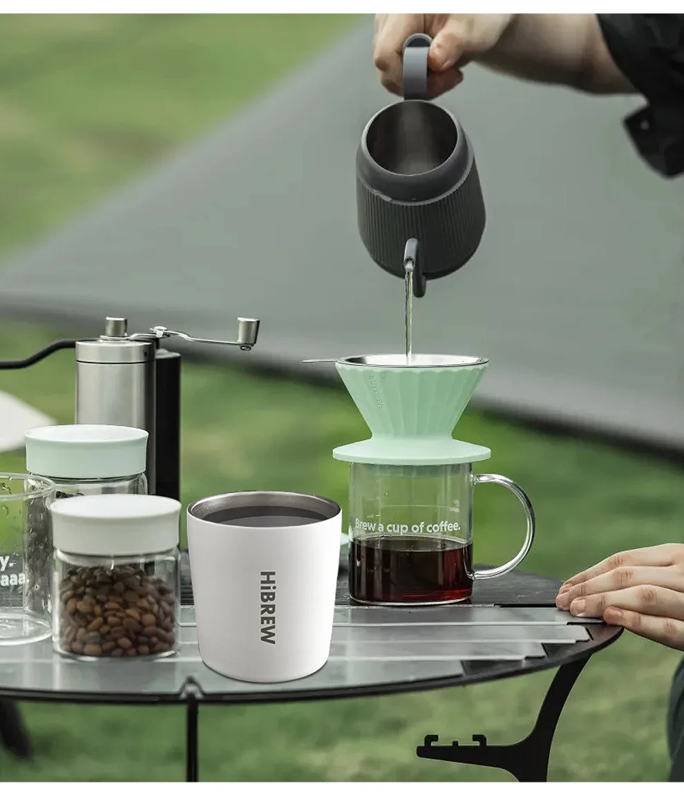 HiBREW Portable Hanging Ear Style Coffee Thermal mug Foldable filter Stainless steel double wall
