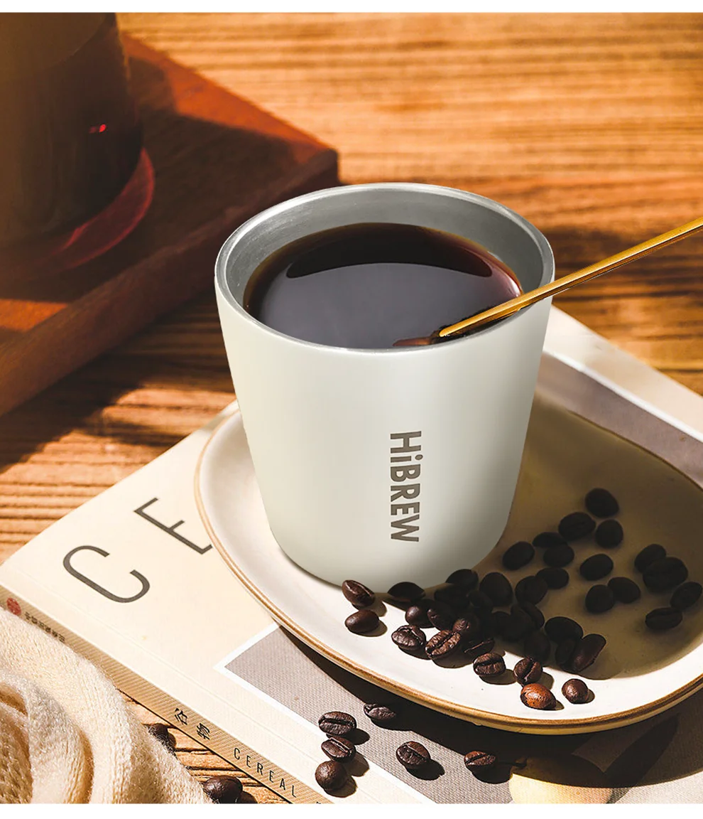 HiBREW Portable Hanging Ear Style Coffee Thermal mug Foldable filter Stainless steel double wall