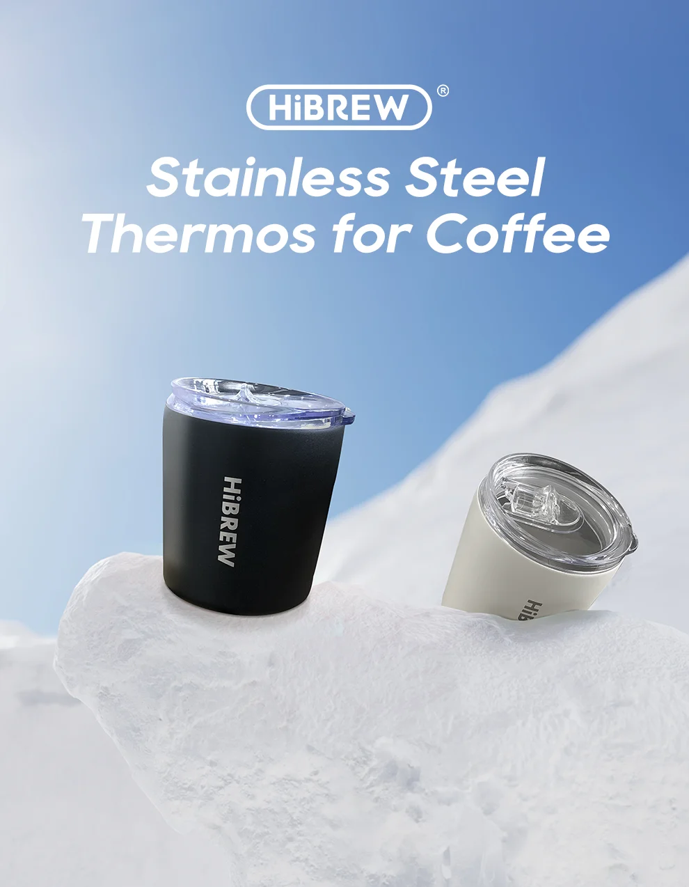 HiBREW Portable Hanging Ear Style Coffee Thermal mug Foldable filter Stainless steel double wall