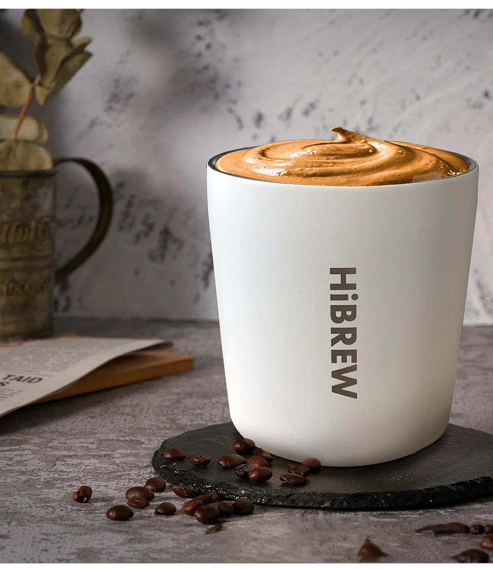 HiBREW Portable Hanging Ear Style Coffee Thermal mug Foldable filter Stainless steel double wall