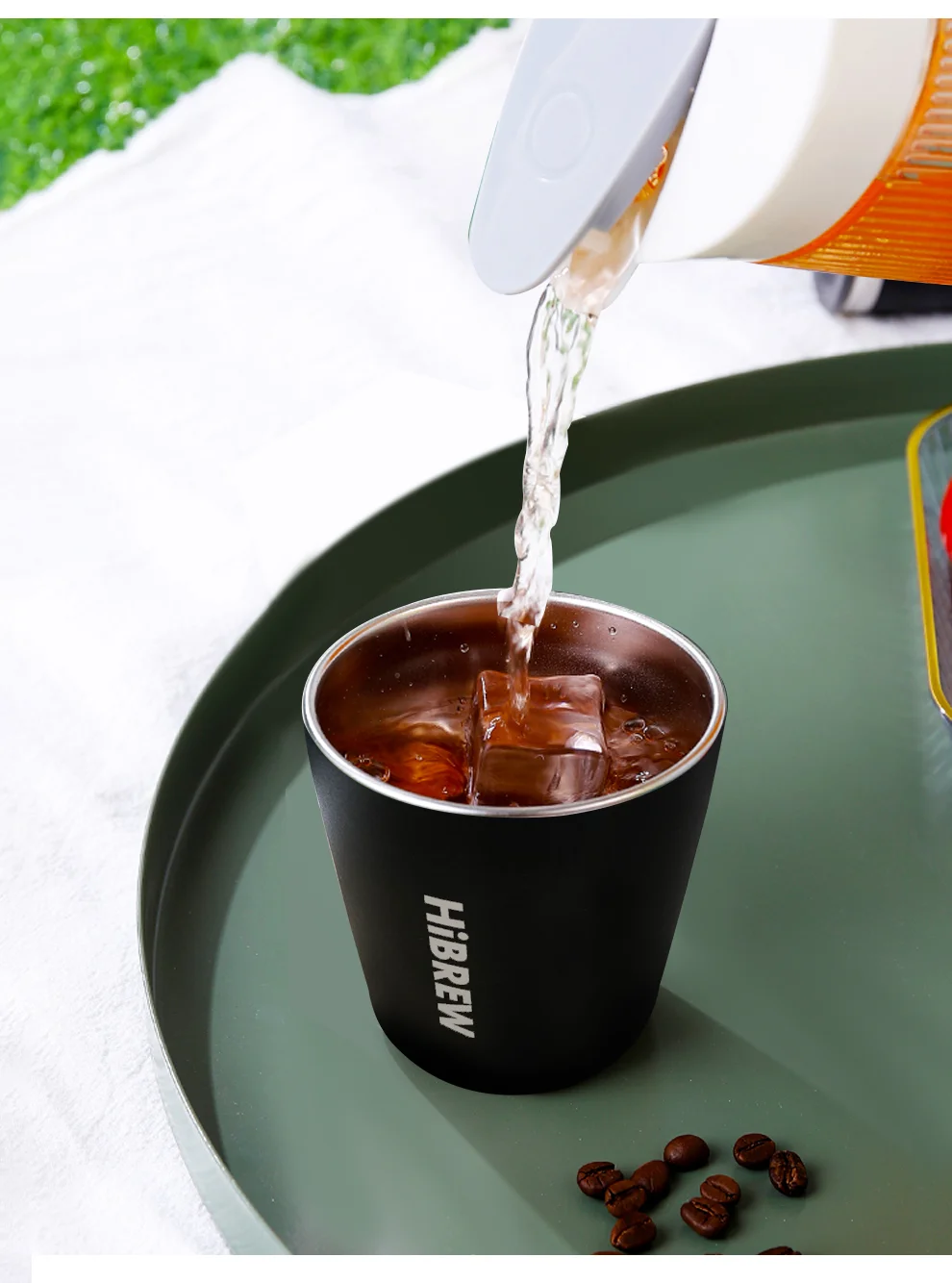 HiBREW Portable Hanging Ear Style Coffee Thermal mug Foldable filter Stainless steel double wall
