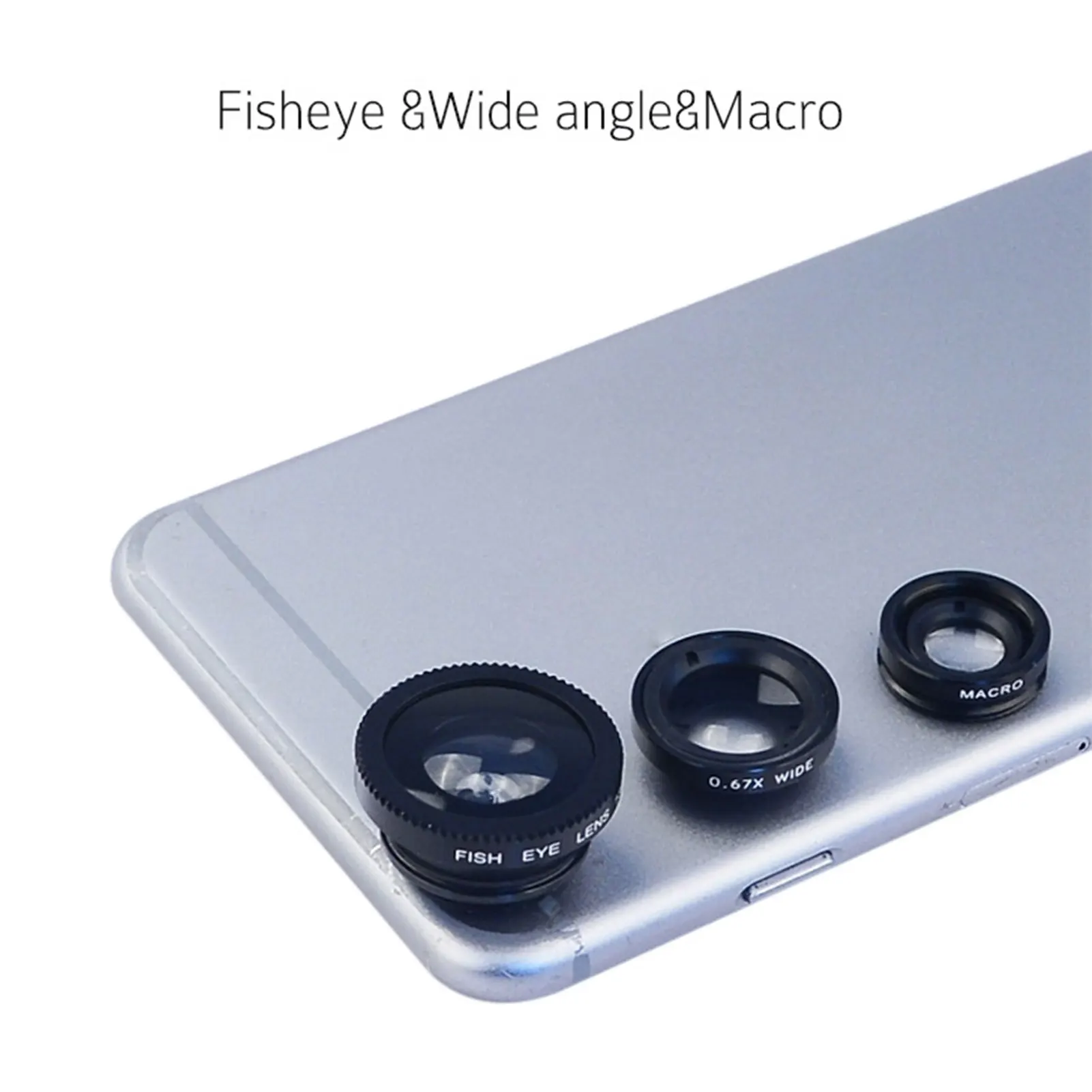 3 In 1 Mobile Phone Lens 180 degree Fisheye Lens 0.67X Wide Angle Len 10X Macro HD Camera Lens Universal For Smartphone